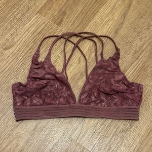 Victoria's Secret PINK Medium Mauve Deep Pink Shimmery Lace Bralette Unlined